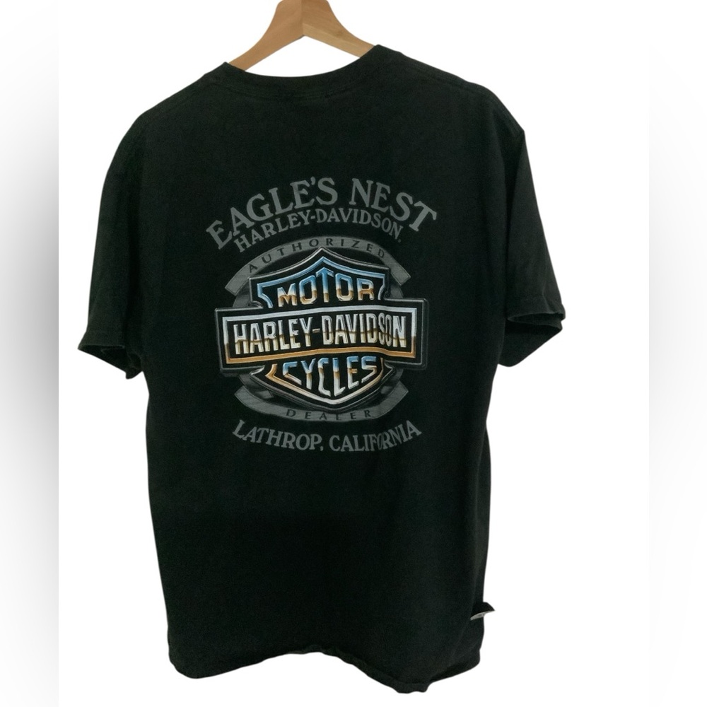 Y2K Harley Davidson Lathrop California T Shirt LARGE Short Sleeve